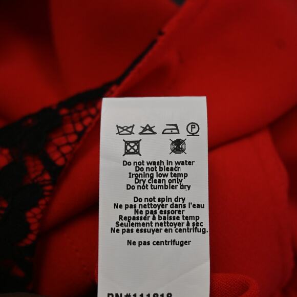 Michael Kors Shirt Dress Size 14 Red Black Lace Detail Long Sleeve Virgin Wool - Picture 12 of 12